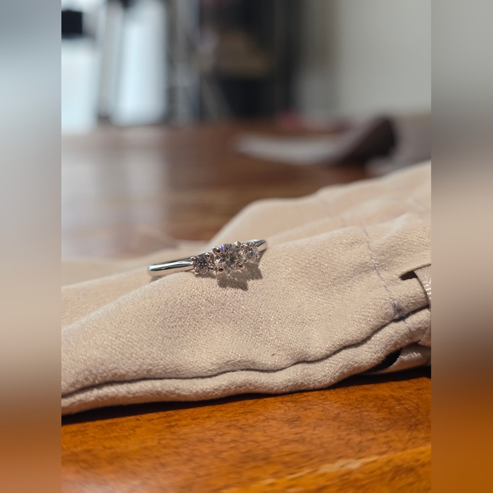14k White Gold 3 Stone Women's Diamond Ring